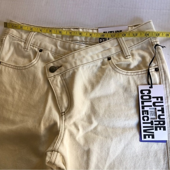 Kahlana Barfield Brown Future Collective High-Rise Overlap Waist Jeans Size 0 - Picture 8 of 14